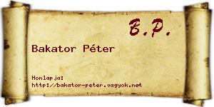 Bakator Péter névjegykártya